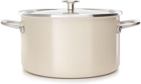 Kitchenaid Emaille-Kochtopf mit Stahlkern, 20 cm, 3,7 l – mandelweiß – Induktion – PFAS-frei