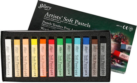 Mungyo Gallery Soft-Pastell-Set, L: 6,5 cm, Stärke 10 mm, verschiedene Farben, 12 Stück 1 Box