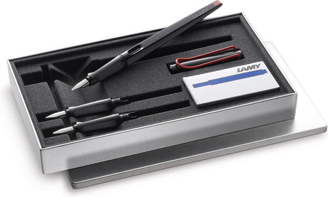 Lamy Joy Black Kalligraphie-Füllfederhalter-Set – wunderschöne Schreibstifte mit 3 verschiedenen Federn (1,1, 1,5, 1,9 mm) – Füllfederhalter mit Bandsaugspitze und ergonomischem Griff – inklusive 5 Farbmuster T 10 Blau