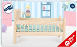 Kleiner Fuß - Holzpuppenbett natürlich mit Bettwäsche, 4ldg.