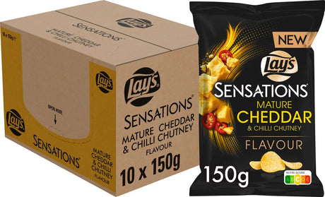 Lay's Sensations reifes Cheddar-Chili-Chutney – Chips – 10 x 150 Gramm