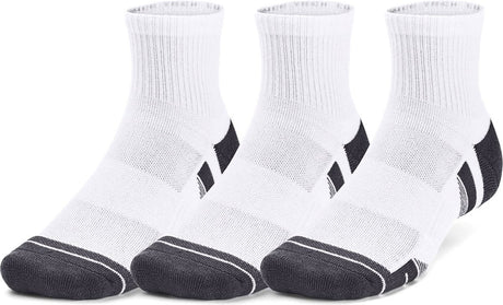 Under Armour ua Performance Tech 3pk qtr-wht Unisex-Sportsocken – Weiß – Jet Grey