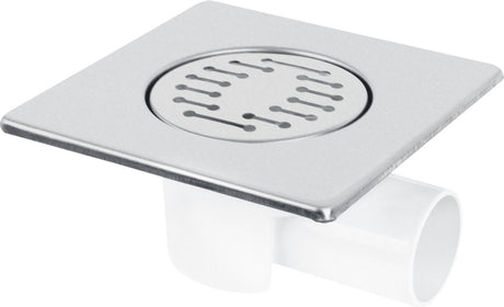 Differnz basic doucheput - doucheafvoer met zijuitlaat - chroom mat - 15 x 15 cm