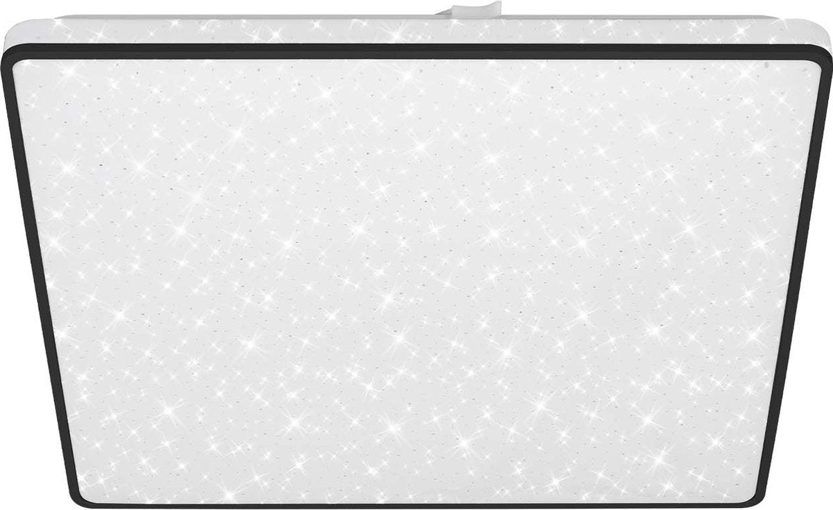Briloner - LED Deckenlampe - Deckenlampe mit Sternenhimmel - Sternendekor - neutralweißes Licht - 37x37x4,5 cm - Schwarz