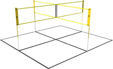 Umbro Sportnetz - Spieleset - 168 x 400 cm - 4 Fächer - Volleyballnetz - Badminton - Fußvolleyball - Crossnetz - Schwarz Gelb