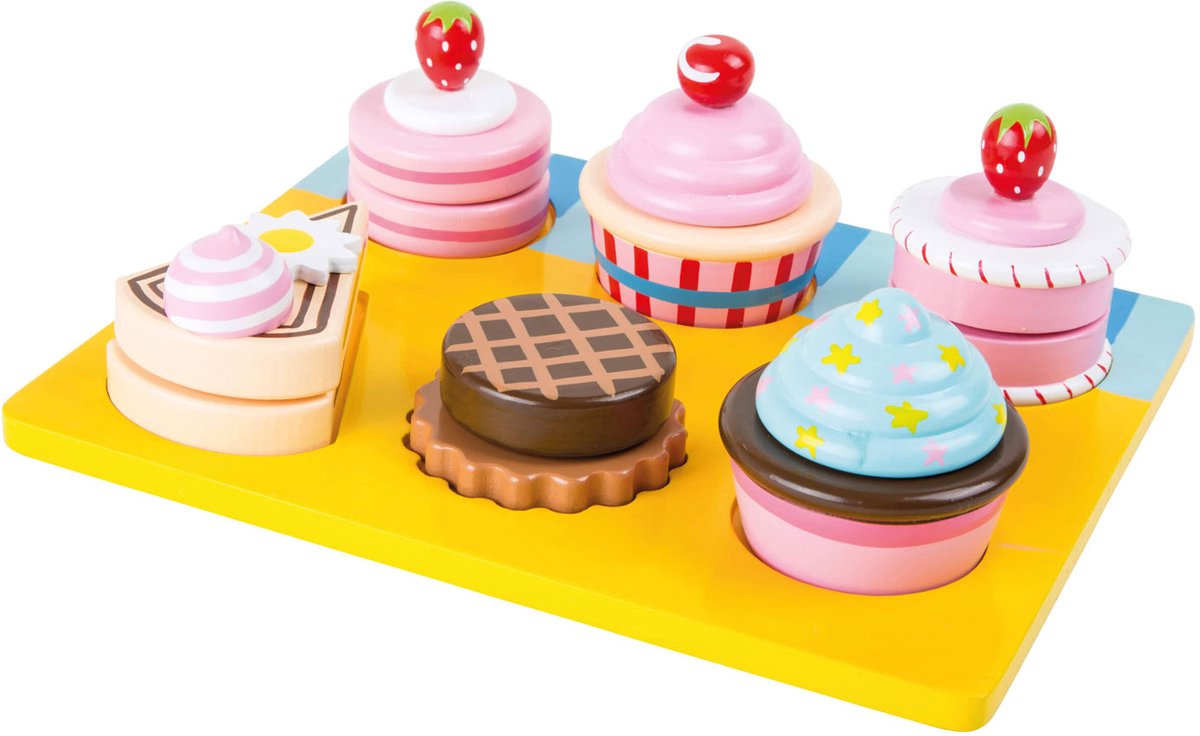 Small Foot - Cupcakes- und Kuchen-Set zum Spielen aus Holz, 13-teilig.