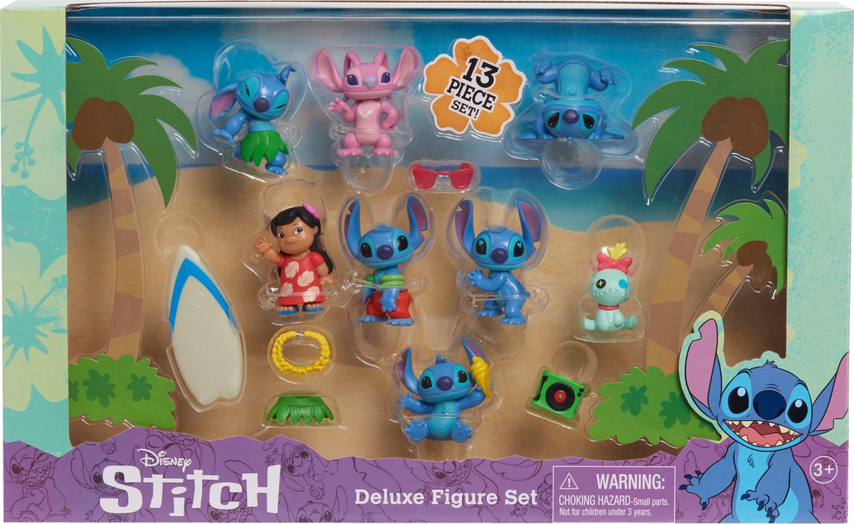 Spielen Sie einfach Disney Stitch – Stitch Deluxe-Set mit 8 Spielfiguren und 5 Zubehörteilen
