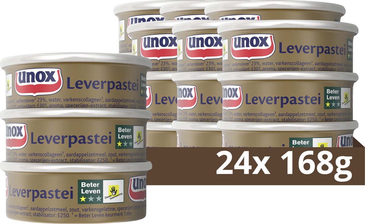 Unox - leverpastei - reguliere - 24 x 3 x 56 g - voordeelverpakking
