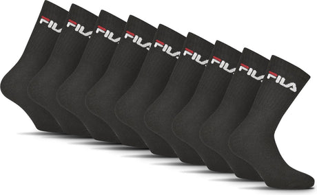 Fila Tennis-Sportsocken – Größe 39 42 – 9er-Pack – Schwarz