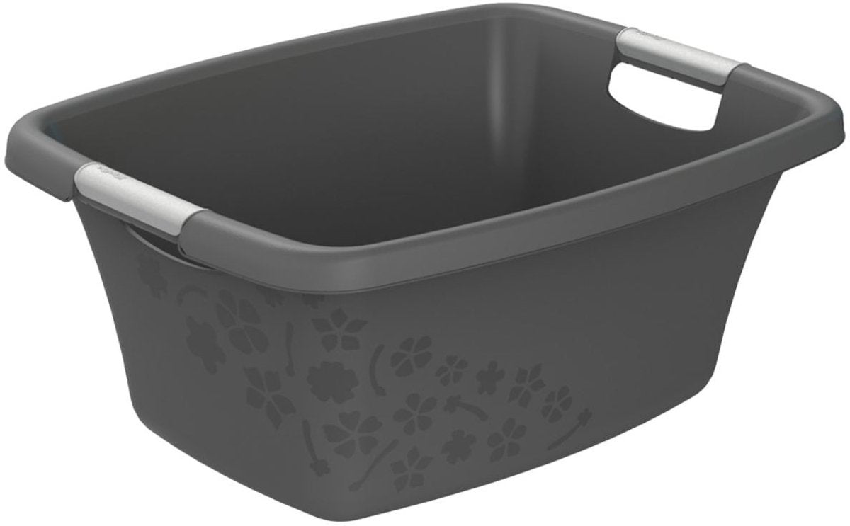 Rotho Wäschekorb 25 Liter Blumen grau | 2 Stk