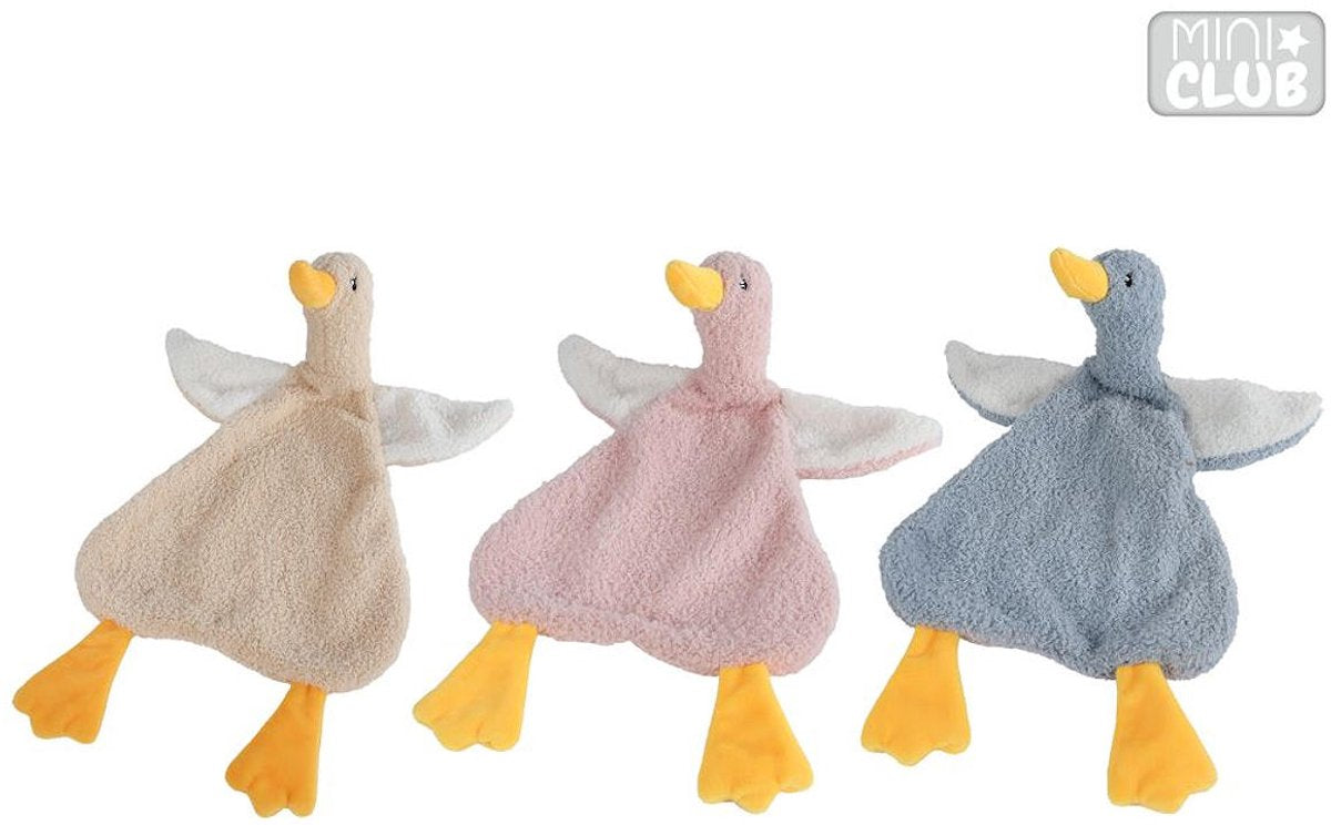 Mini-Club-Kuscheltuch-Plüsch-Ente – weiches Babyspielzeug, 40 cm, mehrfarbig.