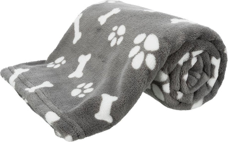 Trixie Hundedecke Kenny Fleece Knochenpfoten grau