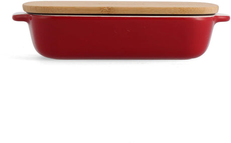 Kitchenaid Auflaufform inkl. Bambusdeckel – klein: 0,9 l – mikrowellen- und ofenfest bis 260 °C ohne Deckel – Kaiserrot