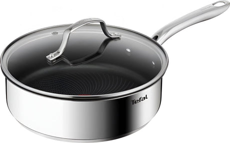 Tefal infinite hapjespan - 24cm - geschikt voor alle warmtebronnen - inclusief glazen deksel - rvs - pfoa vrij