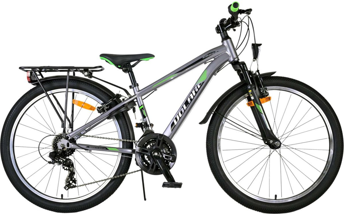 Volare Cross Kinderfahrrad – Jungen – 24 Zoll – Grau – 18 Gänge – Zwei Handbremsen