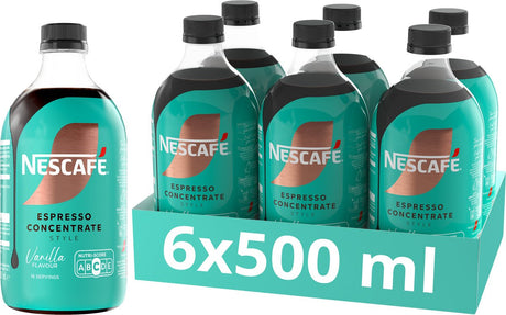 Nescafé Espressokonzentrat Stil Vanille 6×500 ml – Kaffeekonzentrat – Flüssigkonzentrat – Konzentrat für Eiskaffee – 16 Portionen