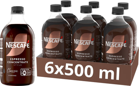 Nescafé Espresso Konzentrat Style Classic 6×500 ml – Kaffeekonzentrat – Flüssigkonzentrat – Konzentrat für Eiskaffee – 16 Portionen