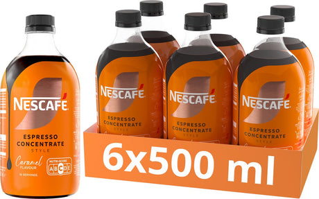 Nescafé Espresso-Konzentrat im Karamell-Stil 6×500 ml – Kaffeekonzentrat – Flüssigkonzentrat – Konzentrat für Eiskaffee – 16 Portionen