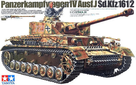 Tamiya Modellbausatz Militärfahrzeuge – 35181 German SDKFZ.161 2 Panzer IV J mit 1 Figur aus Kunststoff – 1:35 – Modellbausatz