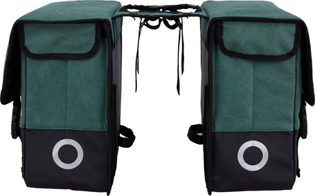 Willex doppelte Fahrradtasche – Segeltuch – Reflexion – 57 Liter – universelle Montage – Jägergrün mattschwarz