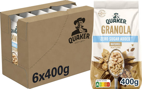 Quaker Müsli ohne Zuckerzusatz, natürlich – Frühstücksflocken – 6 x 400 Gramm