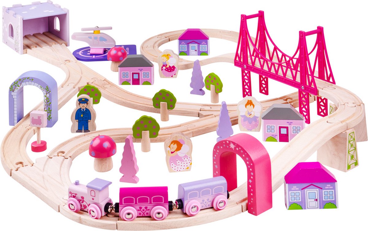 Bigjigs Holzeisenbahn-Set City – Rosa