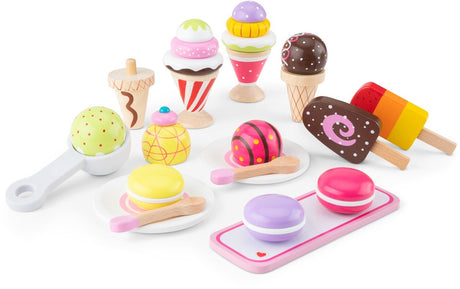 New classic toys ® houten ijsjes speelgoed - 25-delige kleurijke speelset met ijsjes, hoorntjes, ijsschep en bordjes - speelgoedeten - rollenspel keukenspeelgoed ijskraam - vanaf 3 jaar