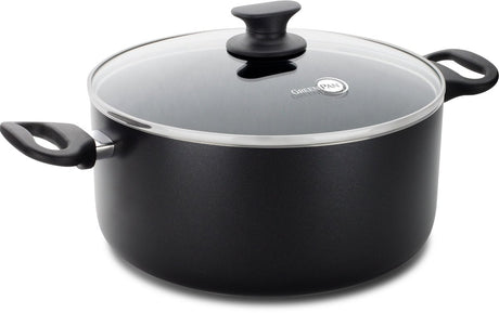 Greenpan Cambridge Kochpfanne 24 cm – 5 l – PFAs-freie Antihaftbeschichtung – Induktionskochpfanne – Keramikpfanne – ofenfest bis 180 °C – Kaltgriffe – Glasdeckel – Schwarz
