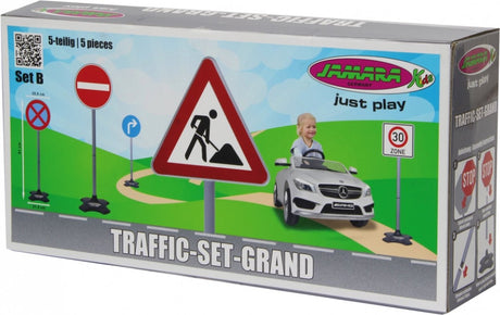 Jamara Outdoor-Spielzeug-Verkehrsset – 460293 Verkehrsschilder-Set für Kinder – Set B – groß – 5 Schilder – 81 x 21,5 cm