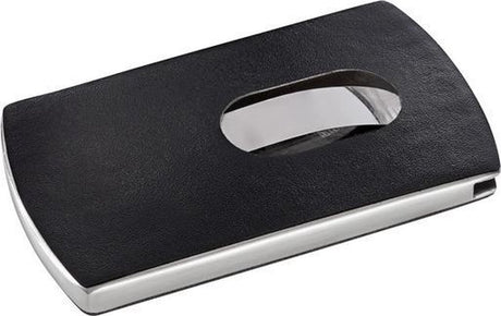 Sigel Visitenkarten-Snap - Edelstahl-Leder - für 12 Karten - Schwarz Silber - si-vz121