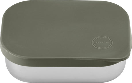 Aya ida aya ida – Lunchbox – Aufbewahrungsbox – zum Mitnehmen – Brot – Mittagessen – Salat – Edelstahl – Silikondeckel – 900 ml – tropisches Grün