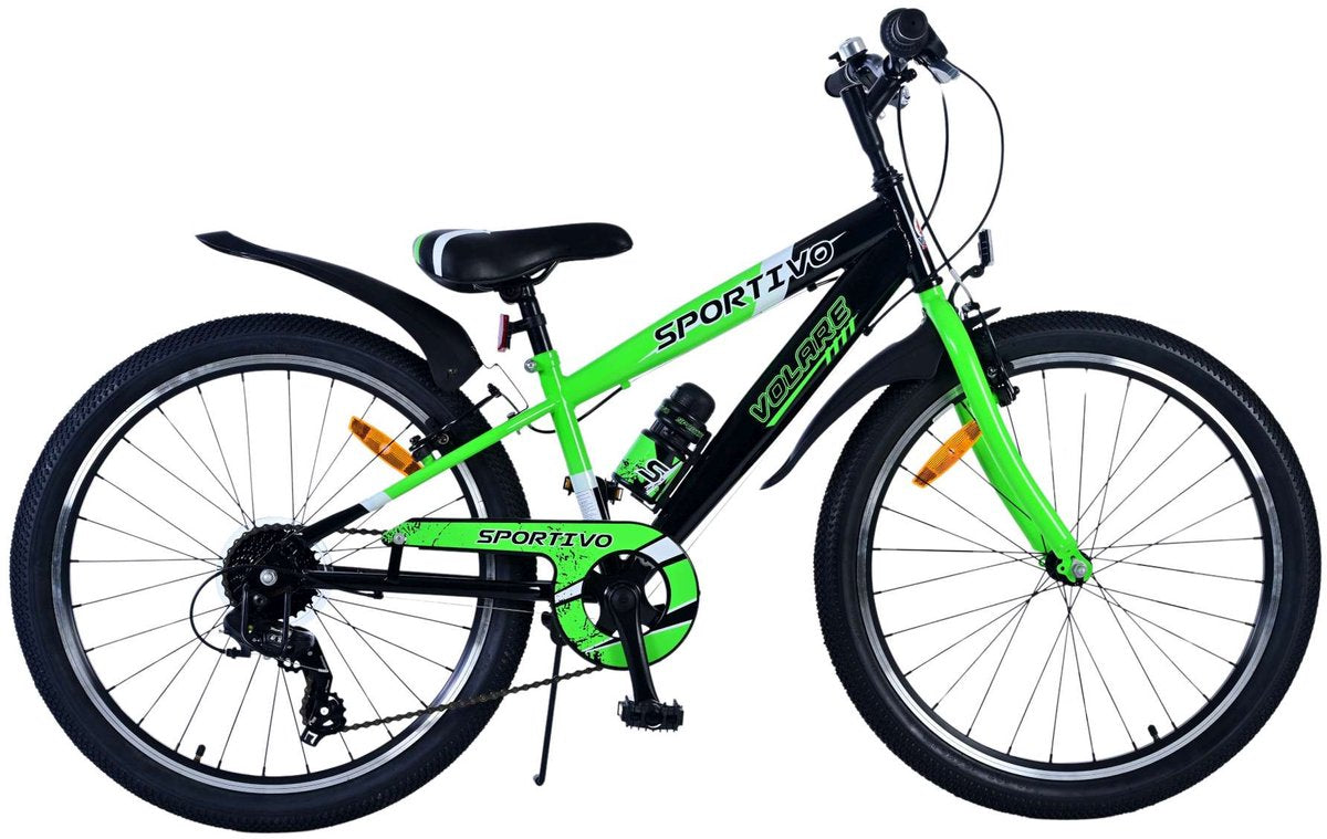 Volare Sportivo Kinderfahrrad – Jungen – 24 Zoll – 7 Gänge – Schwarz Grün