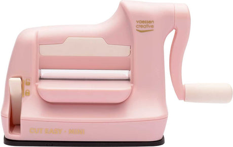 Vaessen creative cut easy mini - stans- en embossingmachine - roze - 7,5 cm – incl. snijmallen en embossing folder