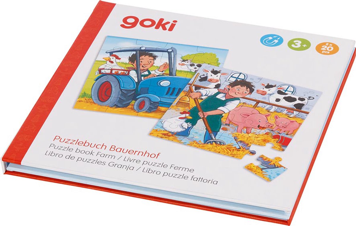 Goki Puzzle: Bauernhof, magnetisch, 2 Puzzles 20-teilig, Karton, 3+