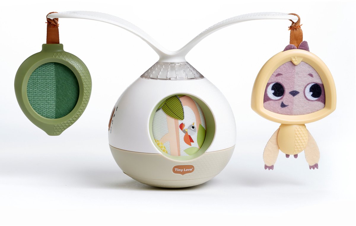 Tiny Love – Tummy Time Musik-Mobile – Boho-Chic – um 360° drehbare Arme, Musiklichter