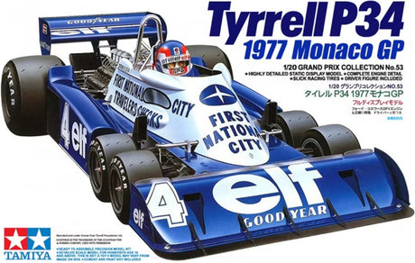 Tamiya Modellbausatz Militärfahrzeuge – 20053 Tyrrell P34 Six Wheeler Monaco GP77 Kunststoff – 1:20 – Modellbau
