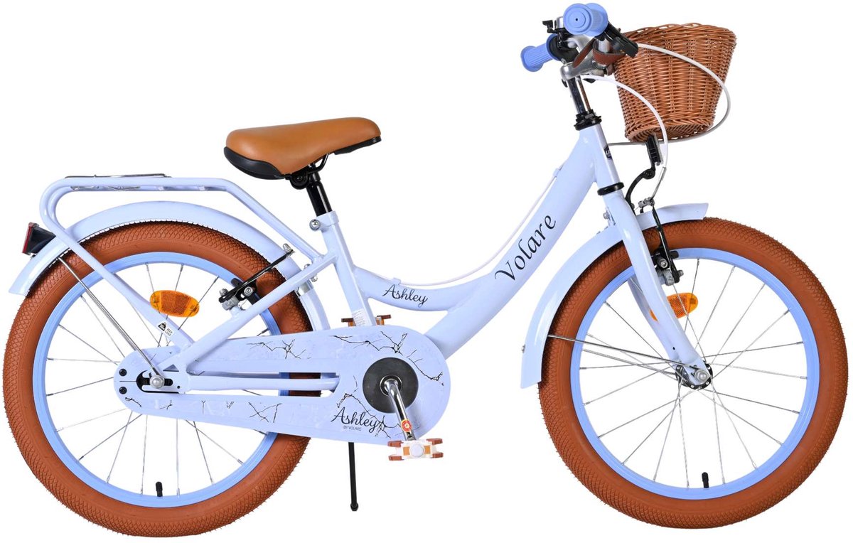 Volare Ashley Kinderfahrrad – Mädchen – 18 Zoll – Pastellblau – zwei Handbremsen