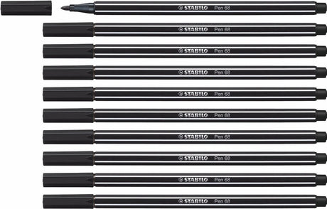 Stabilo Pen 68 – Premium-Filzstift – Schwarz – Box mit 10 Stück