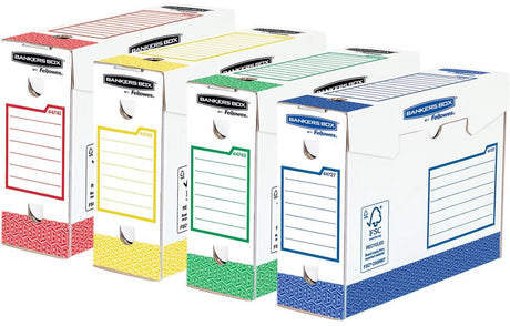 Bankers Box Archivboxen - 9,5 cm - sortiert - Packung à 8 Stück