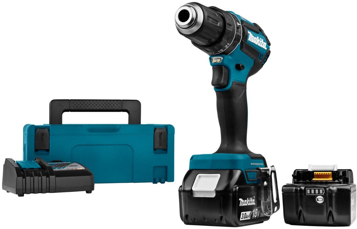 Makita dhp485rfj 18-V-Li-Ionen-Akku-Schlagbohrschrauber-Set (2x 3,0-Ah-Akku) in MBox – bürstenlos