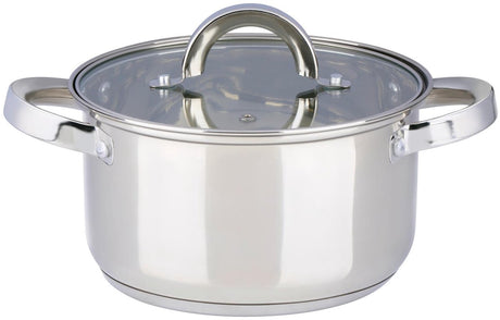 Alpina kookpan met deksel 2,4 liter – rvs pan 18 cm – inductie – glazen deksel – geschikt voor alle warmtebronnen