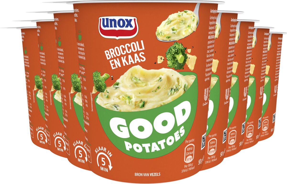Unox good potatoes - broccoli en kaas - 8 x 50 g - voordeelverpakking