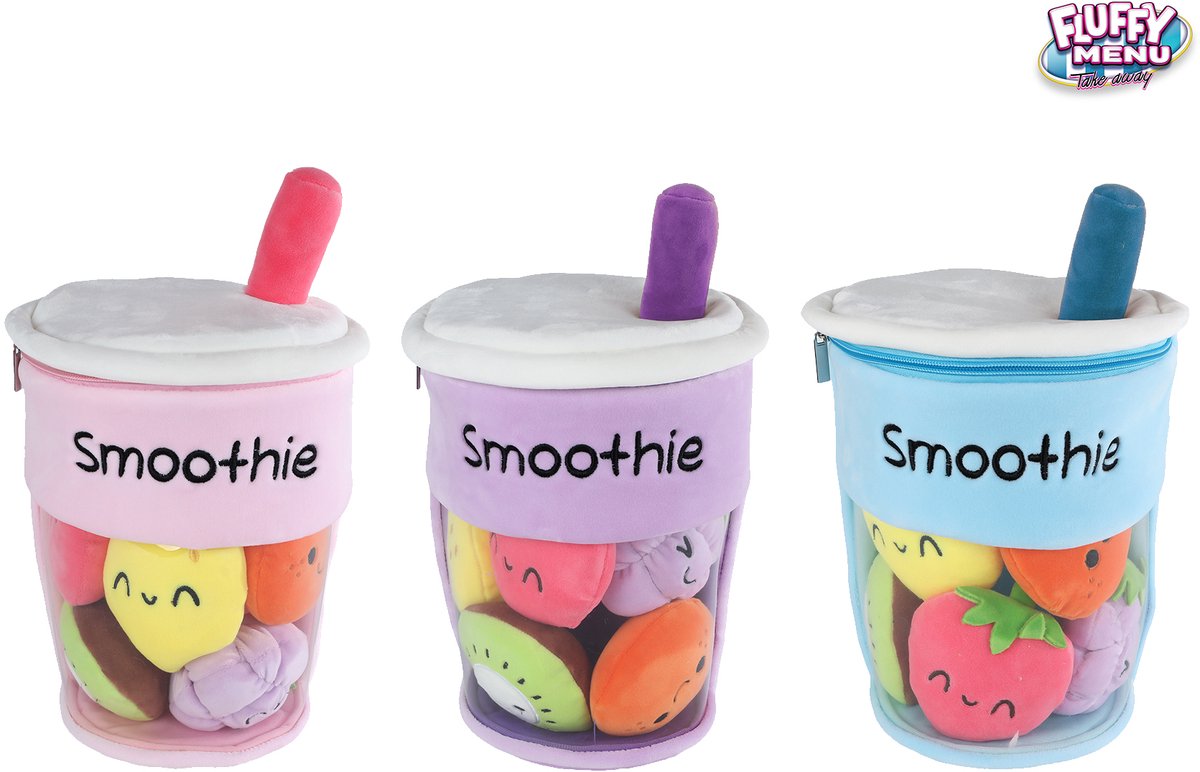 Flauschiges Menü Kuscheltier Plüsch - Smoothiebecher mit Früchten, 26cm