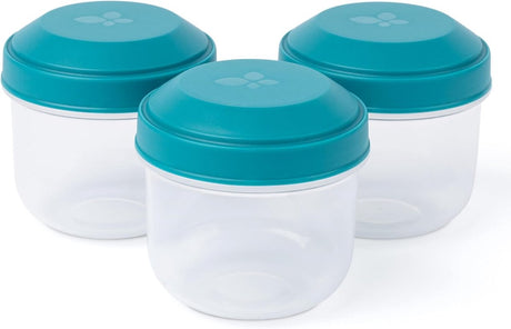 Amuse Rikko Lagoon Snackbox-Set – 185 ml – Set mit 3 auslaufsicheren Snackboxen – transparente Aufbewahrungsboxen – BPA-freier Obstbehälter – lässt sich leicht schließen – grün