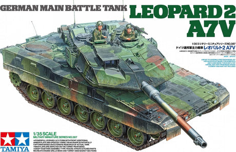 Tamiya Modellbausatz Militärfahrzeuge – 35387 Leopard 2 A7V – Deutscher Kampfpanzer aus Kunststoff – 1:35 – Modellbausatz