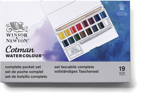 Winsor Newton 0390060 Cotman Aquarellfarben-Set – Deluxe Sketcher's Pocket Box – 16 Farben Aquarell – Kompaktes Aquarell-Set zum Skizzieren auf Reisen