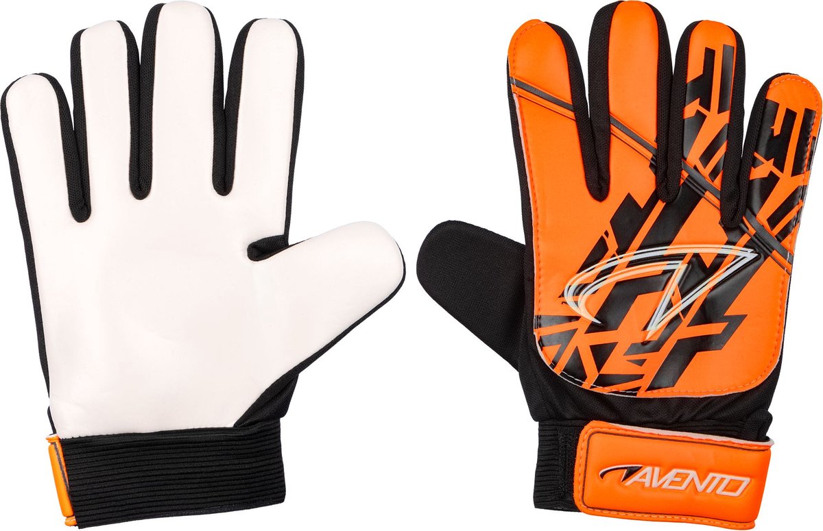 Avento keepershandschoenen - junior - oranje zwart - maat l - pu grip