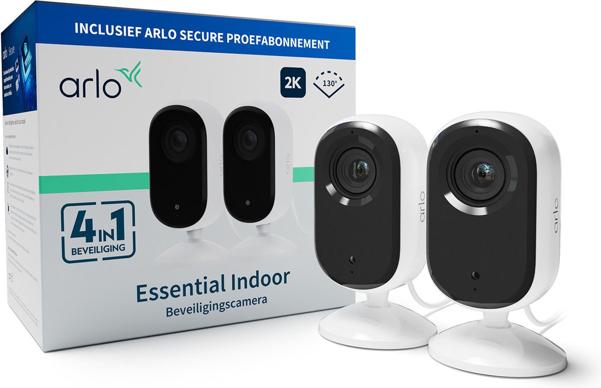 Arlo Essential 2K-Überwachungskamera für den Innenbereich – 2 IP-Kameras