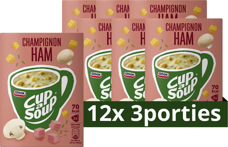 Unox cup-a-soup - Pilzschinken - mit zarten Schinkenwürfeln und knusprigen Croutons - 12 x 3 x 175 ml