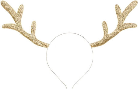 Partydeco Stirnband Weihnachten Gold - Geweih - Dekoration - Haarschmuck - Weihnachtsmütze - Glitzer - Weihnachten - xmas
